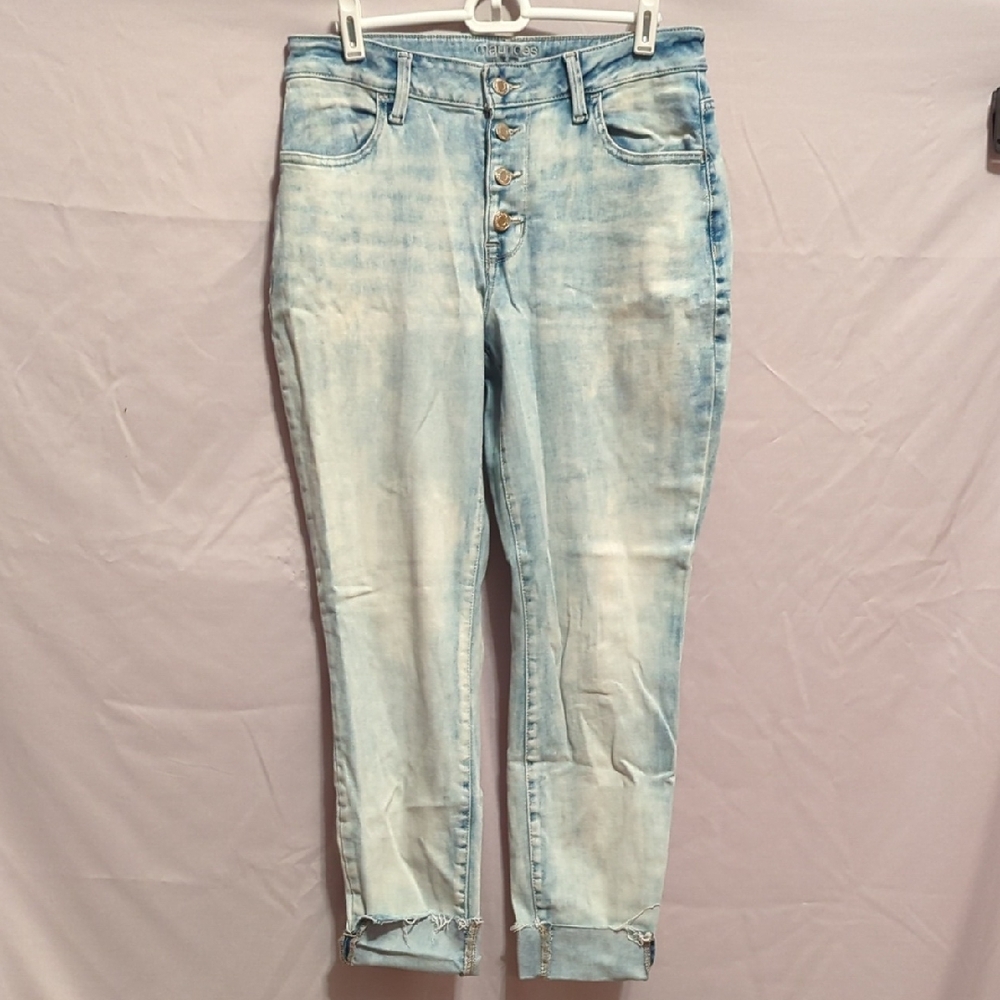 Maurices Light Blue High-Rise Button-Fly Cropped Jeans